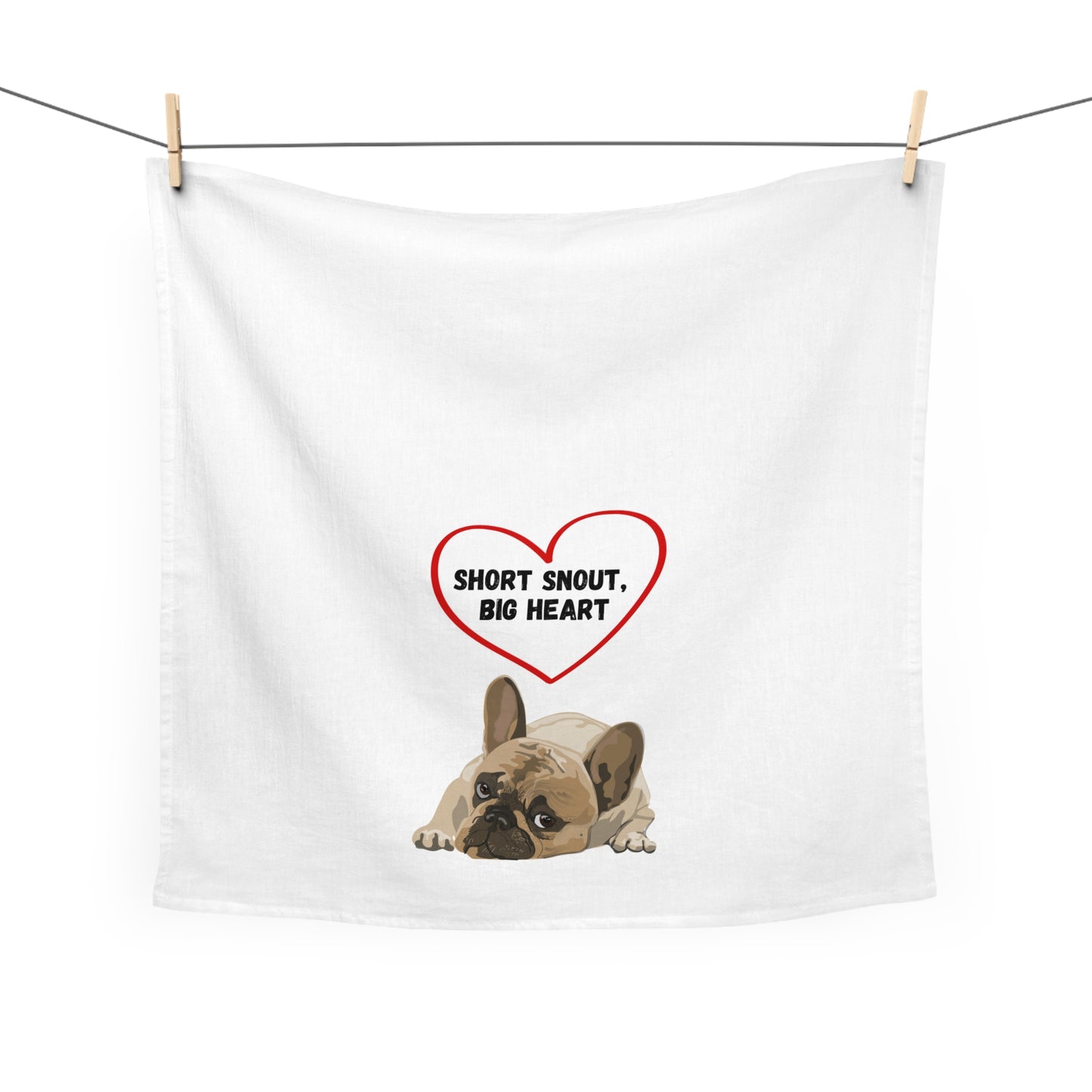 Adorable French Bulldog Tea Towel - "Short Snout, Big Heart" - Perfect for Dog Lovers and Kitchen Decor