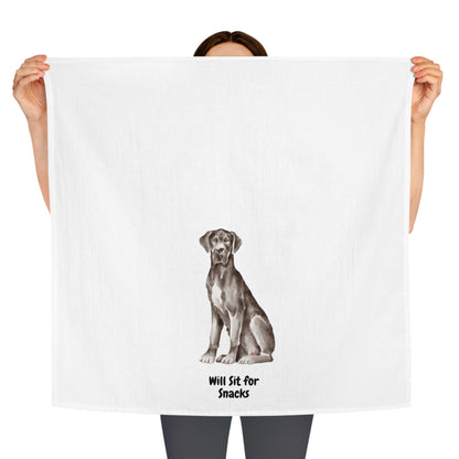 Dog Lover's Tea Towel - 'Will Sit for Snacks' - Perfect Gift for Pet Owners