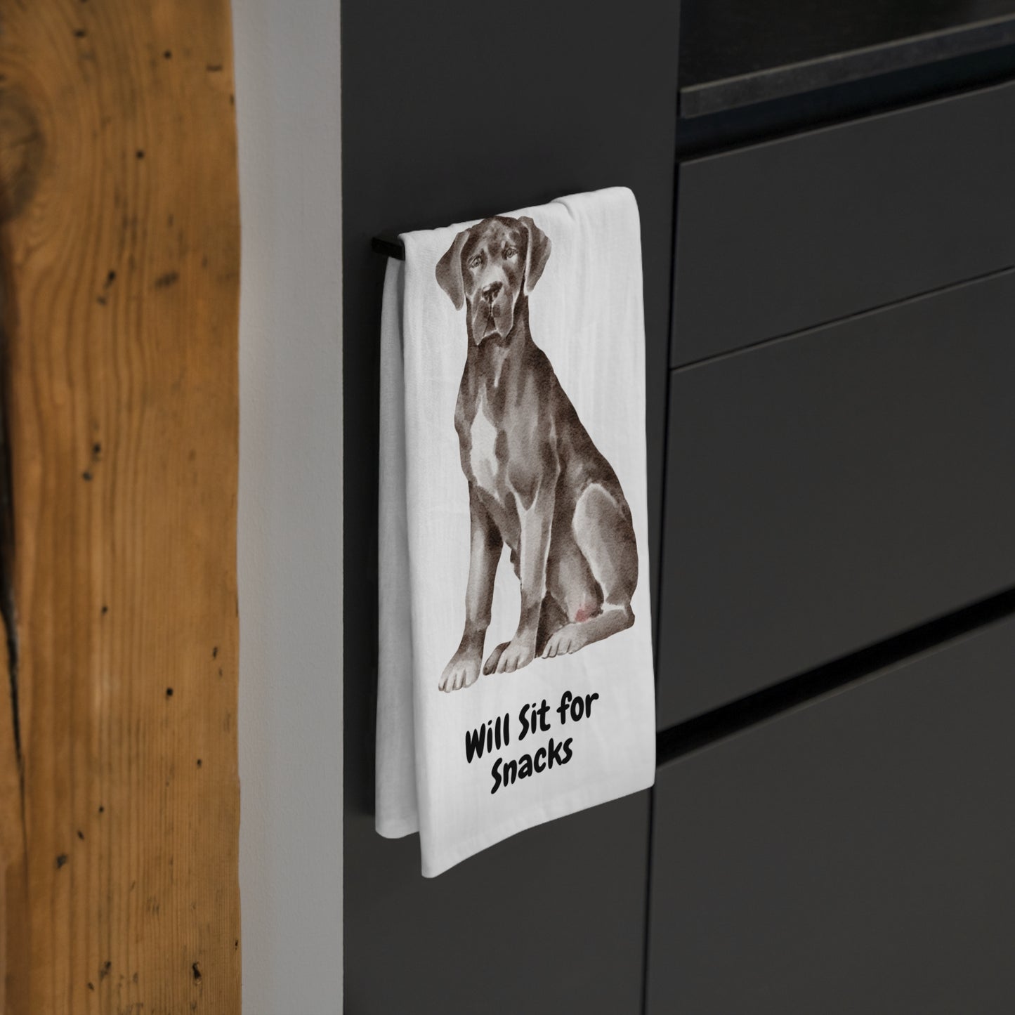 Dog Lover's Tea Towel - 'Will Sit for Snacks' - Perfect Gift for Pet Owners
