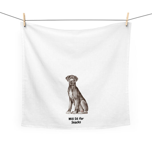 Dog Lover's Tea Towel - 'Will Sit for Snacks' - Perfect Gift for Pet Owners